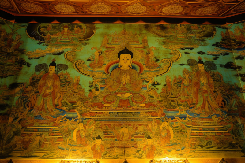 石绿金色敦煌博物馆飞天佛祖壁画,高清,摄影图,摄影图片,图片大全,摄影图免费下载